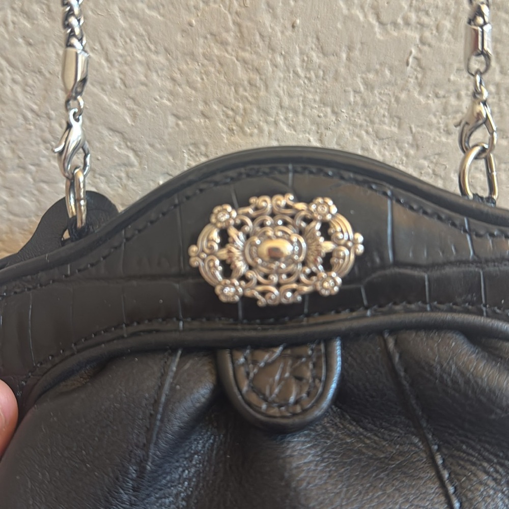 Brighton Black leather Crossbody Bag with Silver Accents - Picture 4 of 11